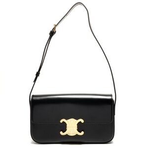 Celine Triomphe Leather Shoulder Bag, Black, WS26163